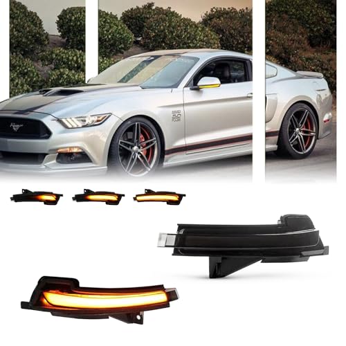 GSOWO Sequential Dynamic LED Side Mirror Turn Signal Lights for Fo-rd Mustang 2015-2023, Mustang S550 Accessories Turn Signal Indicator Lamp, 2 Pcs
