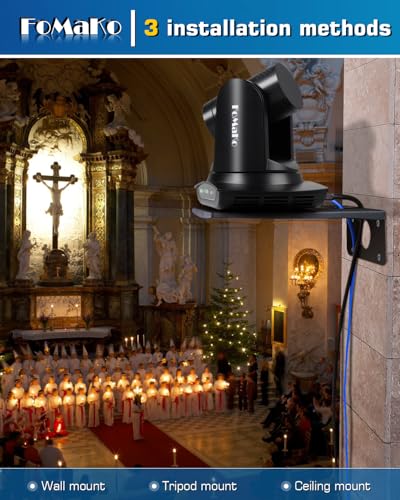 Image of FoMaKo 4K 30X PTZ Camera HDMI with NDI and AI Auto-Tracking SDI PTZ Camera,for Church Worship Education Conference Events,NDI 6 & NDI HX3 Certified(K30NSx3+KC608 Pro) BK30NS3