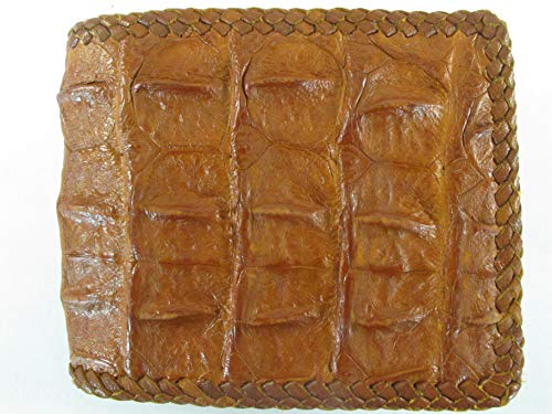 Pelgio Genuine Crocodile Alligator Backbone Skin Handmade Bifold Wallet (Tan Brown) - Image 3
