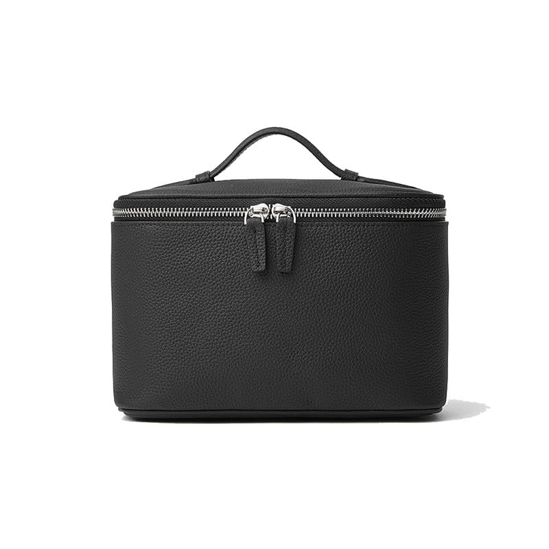 Luksusowe skórzane etui podróżne, bardzo duża kosmetyczka z wieloma przegrodami, elegancki organizer na kosmetyki, Czarny (Black), Talla única, plecaki na co dzień