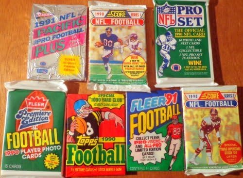 Over 100 Vintage NFL Football Card Collection in Old Sealed Wax Packs - Perfect for New Collectors. Look for Rookie Cards, Hall of Famers, Special Inserts, and More!! (Packs ARE FUN to Open).