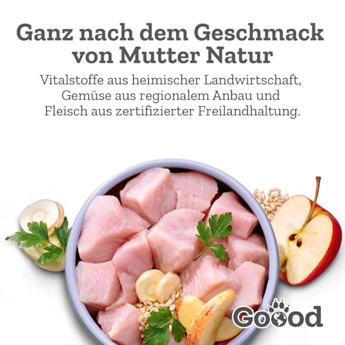 Goood - Adult Freiland-Pute - Nassfutter, Hundefutter - mit regionaler Gerste und Pastinake - Weizenfrei, Ohne Konservierungsstoffe - 12 x 400 g