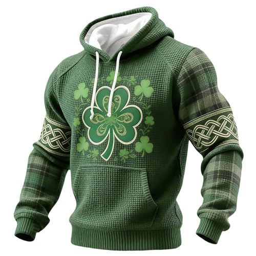 Sweat à capuche en tricot haut de gamme : pull vert à carreaux doublé de polaire douce