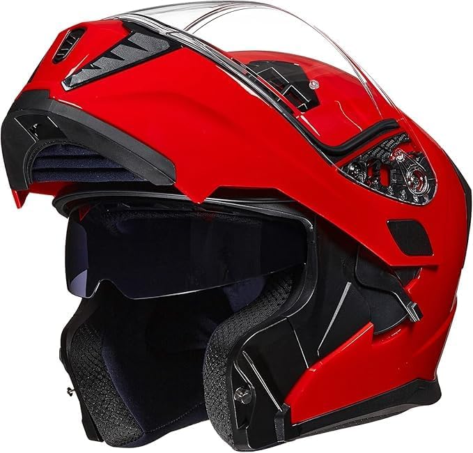 Miniatura 1 de ILM Casco modular de cara completa para motocicleta con visera doble para adultos, luz trasera LED opcional, aprobado por el DOT