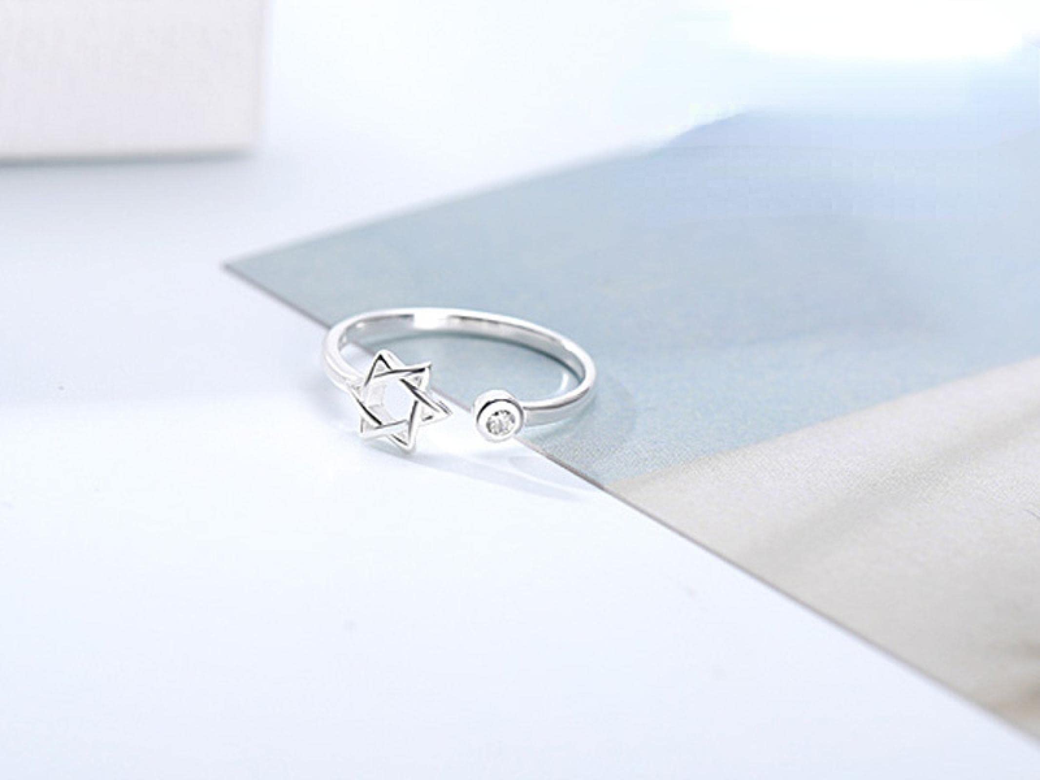 Anillos de Estrella Ajustables de Plata de Ley, Anillos de Boda for Amantes for Mujer