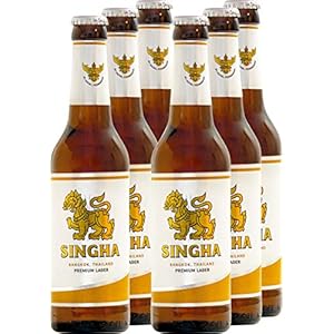 Singha – Asiatisches Premium Bier aus Thailand mit 5 % vol. – 6 x 0,33 l Flaschenbier mit Mehrwegpfand