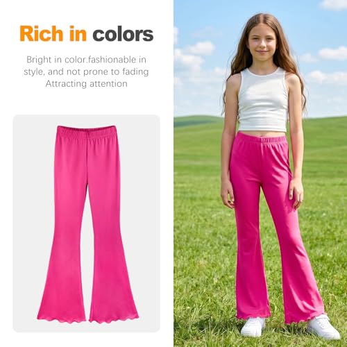 Image of ZukoCert Girls Flare Leggings, Mid Waist Bell Bottom Pants for Kids, Kids Flare Pants Size 4-13Y