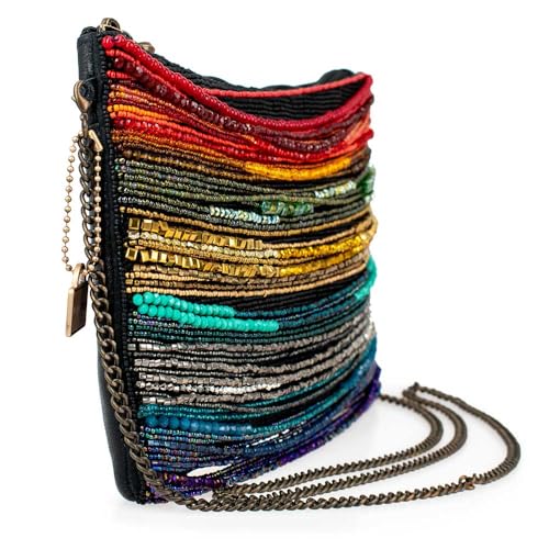 Mary Frances Rainbow Radiance Beaded Crossbody Handbag Colorful Evening Clutch Purse with Removable Strap, Multicolor3