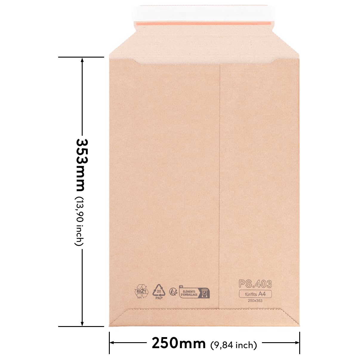 verpacking buste di spedizione in cartone ondulato 250 x 353 mm - A4 marroni [dimensione e quantità a scelta] busta da spedizione in cartone autoadesiva 200 pezzi