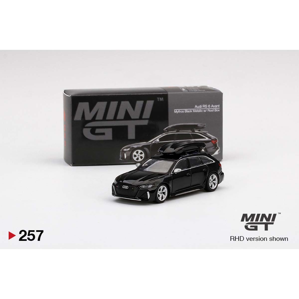 ミニカー MINI GT Audi RS 6 Avant Mythos Black Mini GT Audi RS6 Avant Black Metallic w/ Roof Box TSM Model