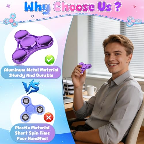 Image of ATESSON Fidget Spinner Toy, Ultra Durable Stainless Steel Bearing High Speed 3-5 Min Precision Brass Metal Finger Spinner, EDC ADHD Stress Relief Anxiety Relieves Reducer for Kids and Adults