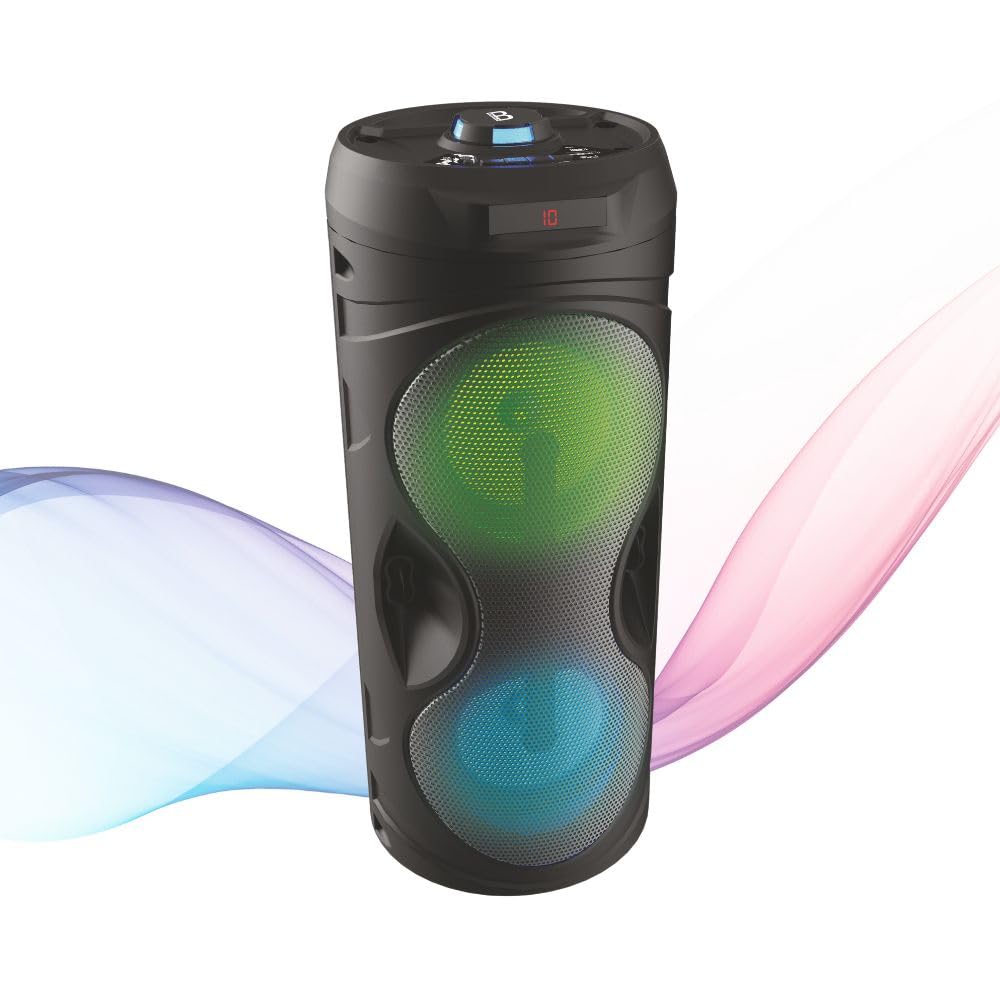 Bijoux - Cassa Audio Bluetooth Portatile con Microfono Incluso, PartySpeaker 100W, Effetti Luce LED, Compatibile con USB, Micro SD, AUX e Radio FM, Speaker per Feste, Karaoke, Musica e Allenamenti