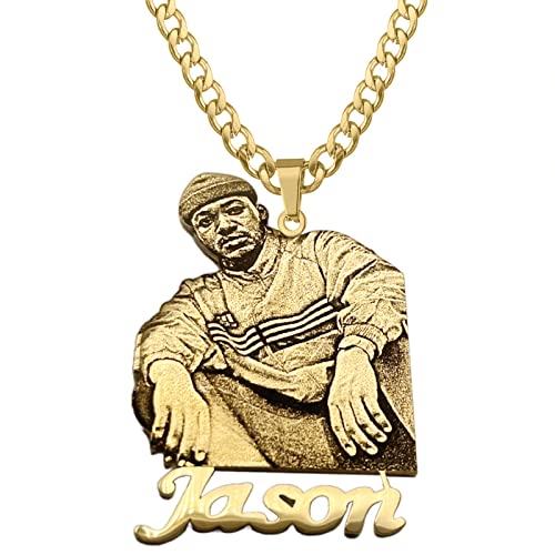 3UMeter Custom Necklace Personalized Necklaces for Women Men Engraved Picture Photo Pendant Necklace 18K Gold Silver Plated Necklace