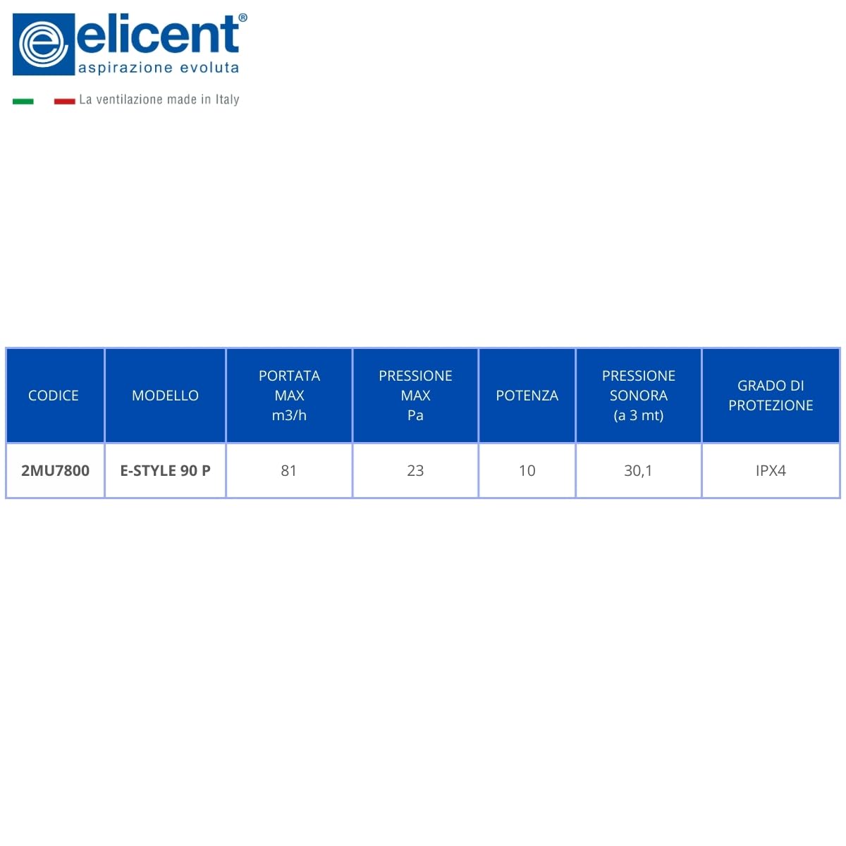 elicent | Estyle 90 Performance, ø90 mm, Aspiratore Elicoidale con Design Ultrasottile per Espulsione Diretta, Made in Italy