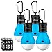 MalloMe Camping Tent Lantern Bulb Lights - 4 Pack Blue - Portable Camp LED Lamp for Fishing Hiking Emergency - Battery Powered Includes 12 AAA
