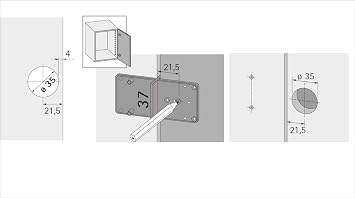 Hettich 351 (Marking Template) MultiBlue-for Pot Hinge with Diameter 26 and 35 mm-Plastic, 1 Piece, Blue