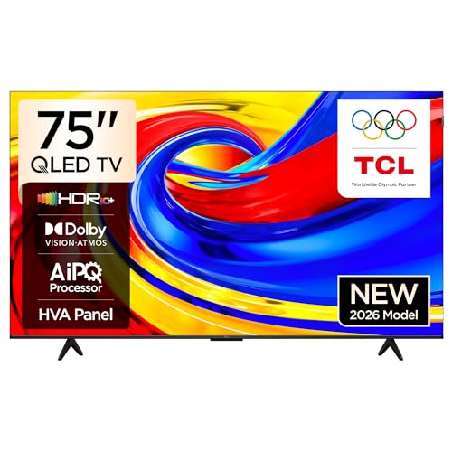 TCL 75T61D Television 75 Inch Smart TV 4K Premium QLED Colorful Quantum Crystal HDR 10+ Gaming Google TV Dolby Vision Atmos DTS Virtual:X MEMC Game Master with Slim Design (2026 Model)