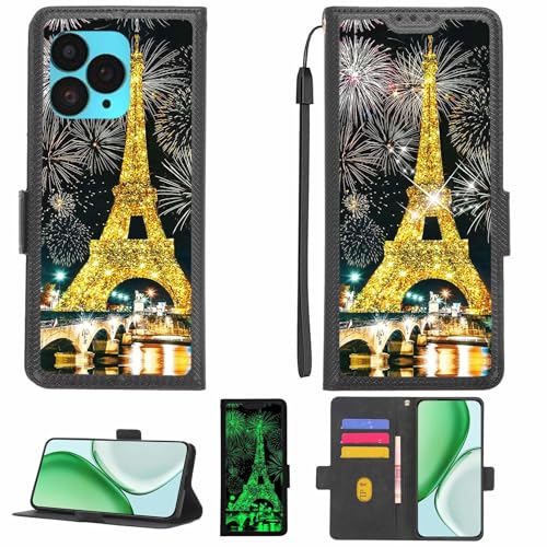 Aroepurt Case Compatible for Nuu B30 Pro S6702X Phone Case Flip Cover [with Tempered Glass Screen Protector][RFID Blocking][Gold Glitter+Luminous] LPT-TT