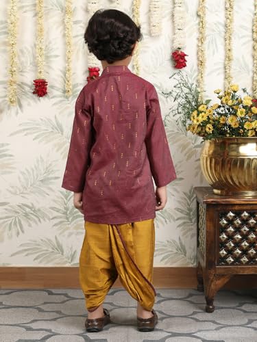 Image of POLKA TOTS Elegant Traditional Dhoti Kurta Set for Baby Boys & Toddlers - Ultra-soft Cotton Ethnic Dress for Festivals and Weddings | Premium Angrakha Style Ethnic Wear