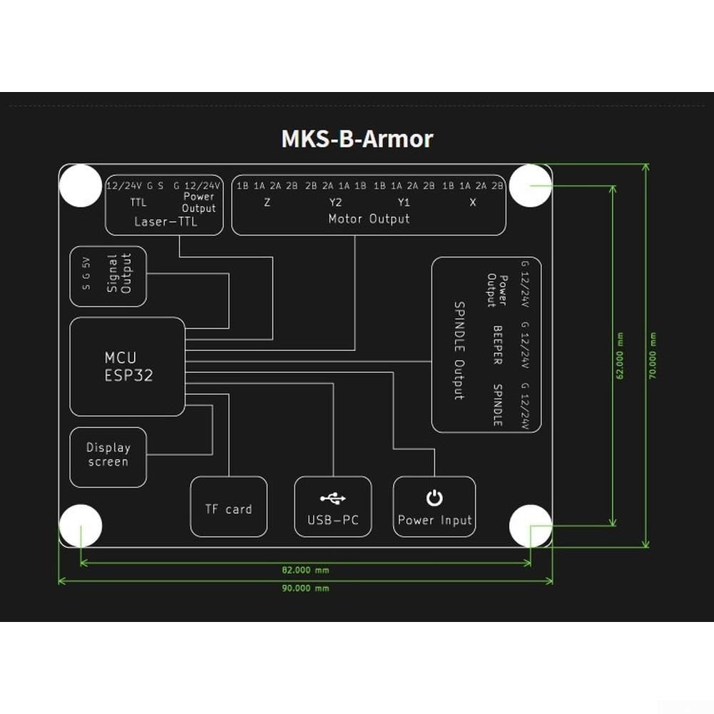 für mks DLC32 CNC Steuerplatine mit TS35-R Touchscreen für esp32 WiFi Lasergraviermaschine Controller Offline Steuerung für grbl 4 Achsen Hauptplatine(DLC32 TS24-R)
