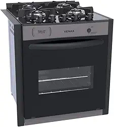 FOGAO A GAS DE EMBUTIR GAUDI PRISMA VITREO 4Q GRAFITE GAS GLP