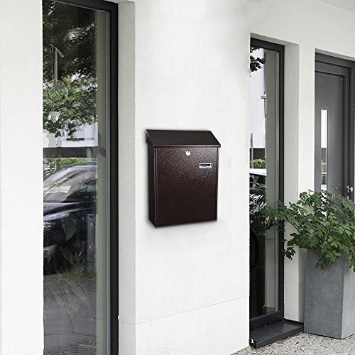 Yescom Wall-Mounted Mail Box Large Lockable Letterbox W/Steel Retrieval Door & 2 Keys For Home Post Security Outdoor #TOP3