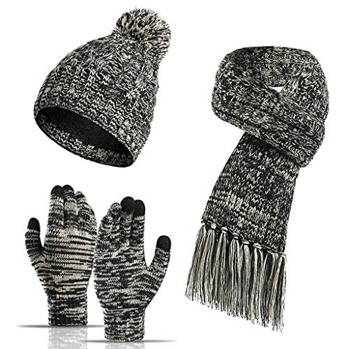 Kit de invierno para mujer con bufanda larga y gorro térmico colorido