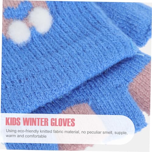 Homoyoyo 3pairs Cartoon Knitting Gloves for Boy Girl Flap Cover Half Finger Design for Comfort and Warmth Adorable Gloves for Outdoor Sports and Everyday Wear3