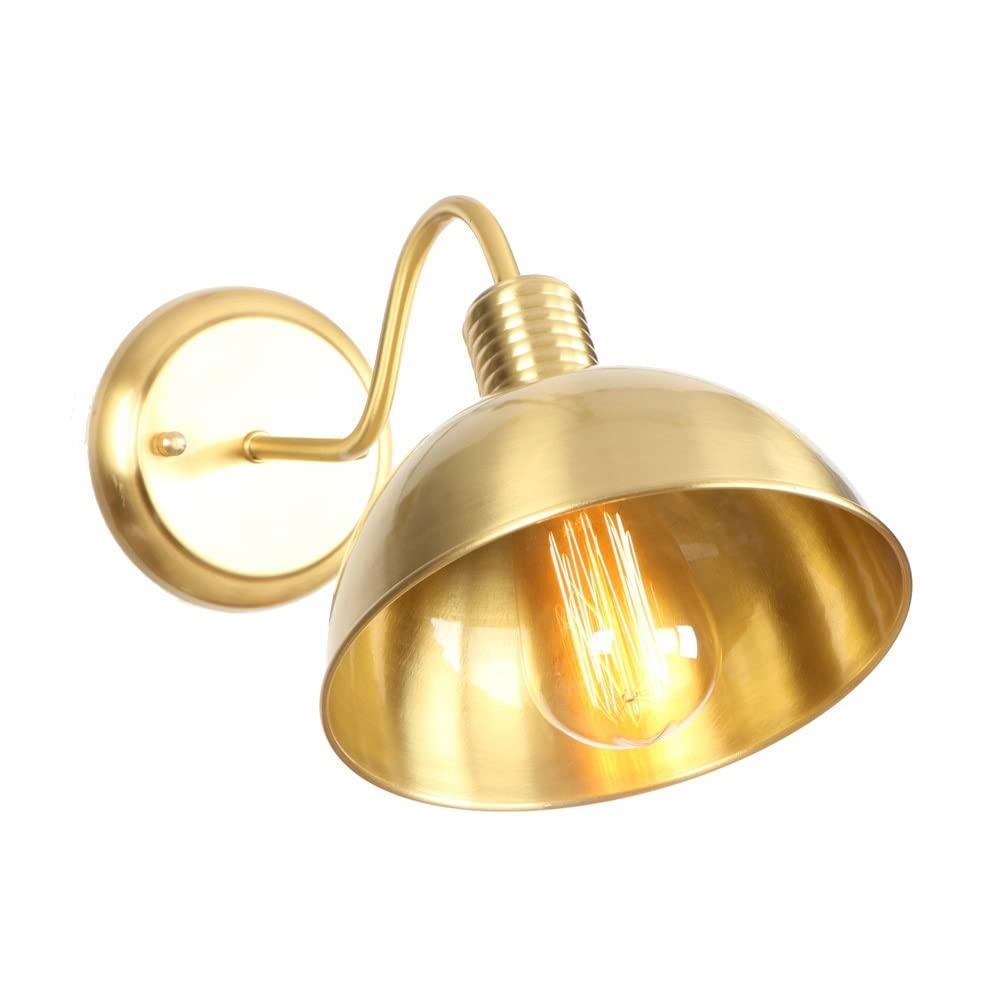 HPTHLY E Industrial Wall Sconce Light Brass Wall Sconces E27 Lighting Fixture Attic Wall Lamps With Diameter 20 Cm Brass Shade -