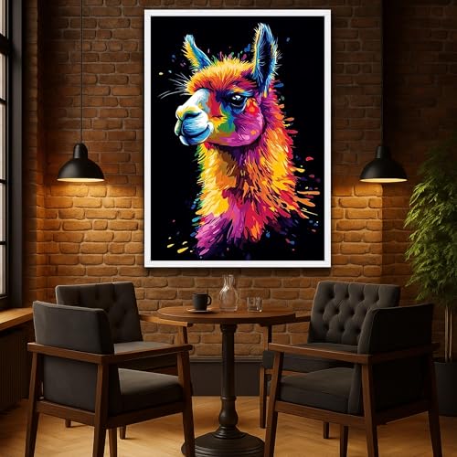 Tableau sur toile lama coloré œuvre d'art joyeuse pour réveiller vos murs