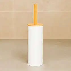 Escova Sanitária Limpeza Vaso Sanitário Privada Moderna Multiuso Higiênica Moderna, Base em Bambu, Preto Ou Branco (LISA BRANCA)