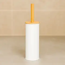 Escova Sanitária Limpeza Vaso Sanitário Privada Moderna Multiuso Higiênica Moderna, Base em Bambu, Preto Ou Branco (LISA BRANCA)