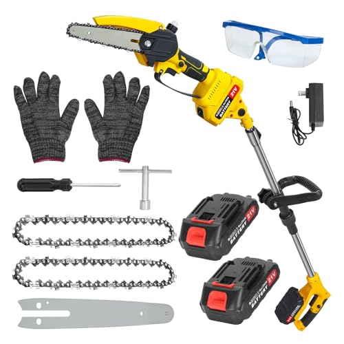 Cordless Pole Saw & Pruner, Brushless, 11.9 Ft Reach, Yellow