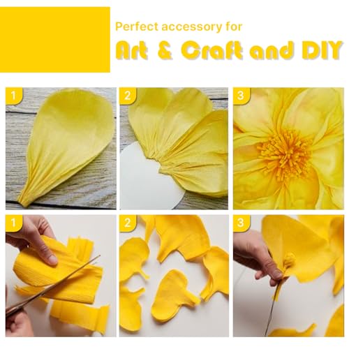 Image of PartyWoo Yellow Crepe Paper Streamers 8pcs 656ft Pack of Pastel Yellow Pearl White Crepe Paper Streamers for Birthday Graduation Engagement Baby Shower Summer Sunflower Little Cutie Party Decorations
