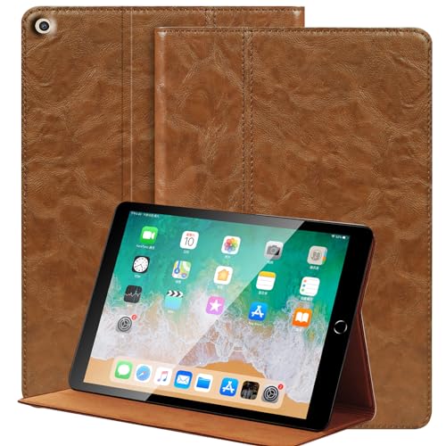 Étui iPad 10.2 cuir véritable kaki anti-choc veille automatique