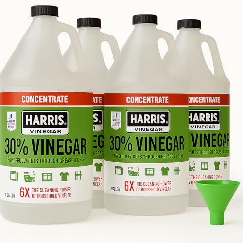 Image of Harris 30% Extra Strength Concentrated Vinegar for Home Cleaning and Outdoor Use, 4 Gallons, With Funnel