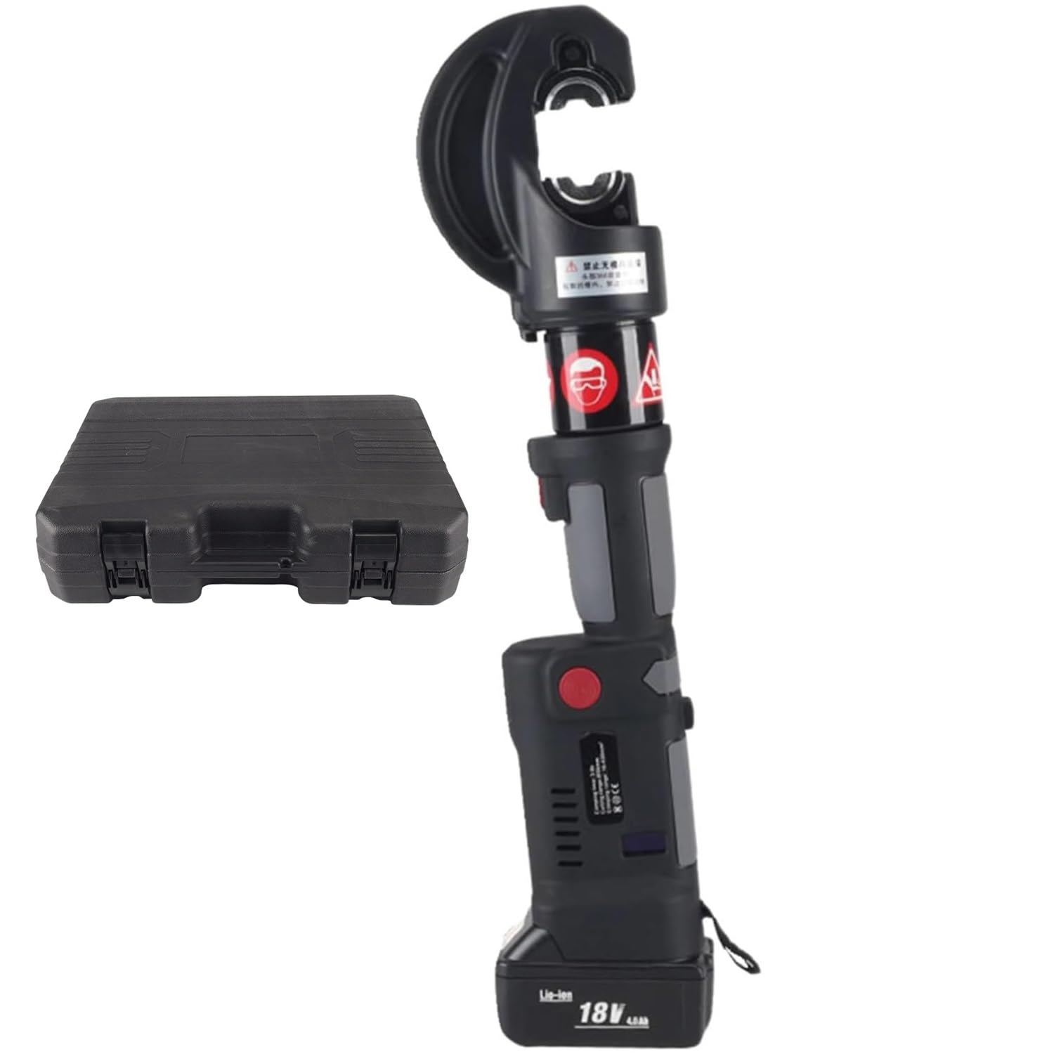 Senodon One Color 18V Compatible Electric Hydraulic Cable Lug Crimping Tool, 120Kn Hydraulic Crimper, Electrical Terminal Cable Wire Fiber Crimper Kit With 12 Dies, 6-400Mm², 2 Battery