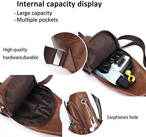 FANDARE Anti-diefstal Borsttas Sling Bag met USB Heren Tas Grote Capaciteit Schoudertas Jongen Heuptas Schoudertas voor School Reizen Wandelen Fietsen Jogging Duurzaam Polyester, Oranje, L, Oranje, L
