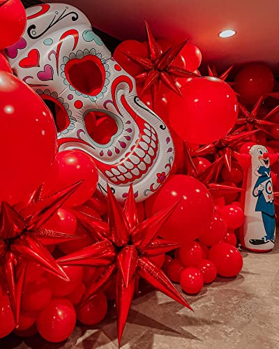 Image of 3pcs 26inch 3D Explosion Star foil balloon, christmas day red Foil Cone star burst Balloons for Birthday Wedding New Year Party Event