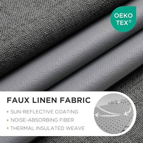 Image of Joydeco Blackout Curtains 95 Inches Long 2 Panels Burg, Room Darkening Curtains for Bedroom, 100% Black Out Textured Thermal Drapes Privacy Protection 2 Panels Set(W52 x L95 Inch, Grey)