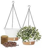 Kubvici 2 Packs 10 Inch Hanging Planters with Coco Coir Clay Pebbles for Outdoor Indoor Plants,...