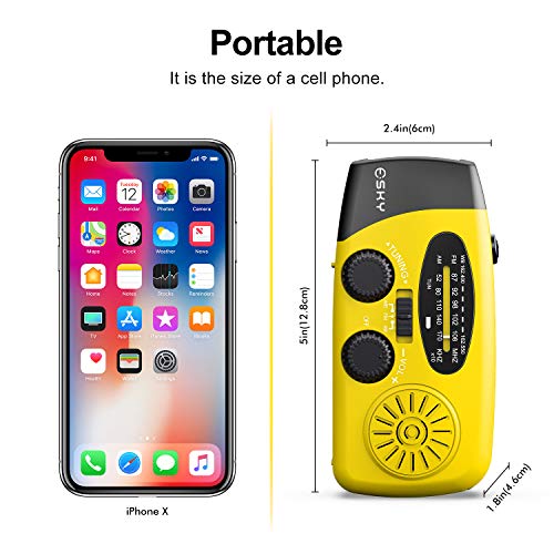 image for Esky Emergency Hand Crank Radio with 3 LED Flashlight, AM/FM/NOAA Port