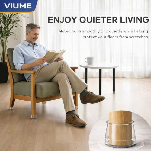Chair Leg Floor Protectors 24PCS Furniture Sliders for Hardwood Floors, Silicone Chair Leg Protectors for Protecting Floors from Scratches and Noise, Small-Clear - View 6