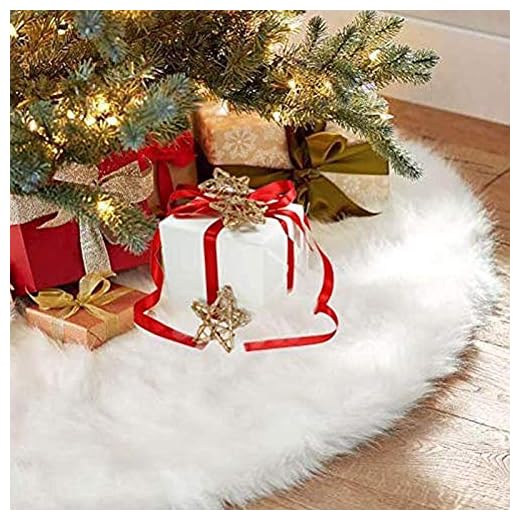 CHICHIC 48 inch Christmas Tree Skirt Faux Fur Xmas Tree Skirt Christmas Decorations Holiday Tree Ornaments Tree Decoration for Christmas Home Decorations, Xmas Party Holiday Decorations, Snow White