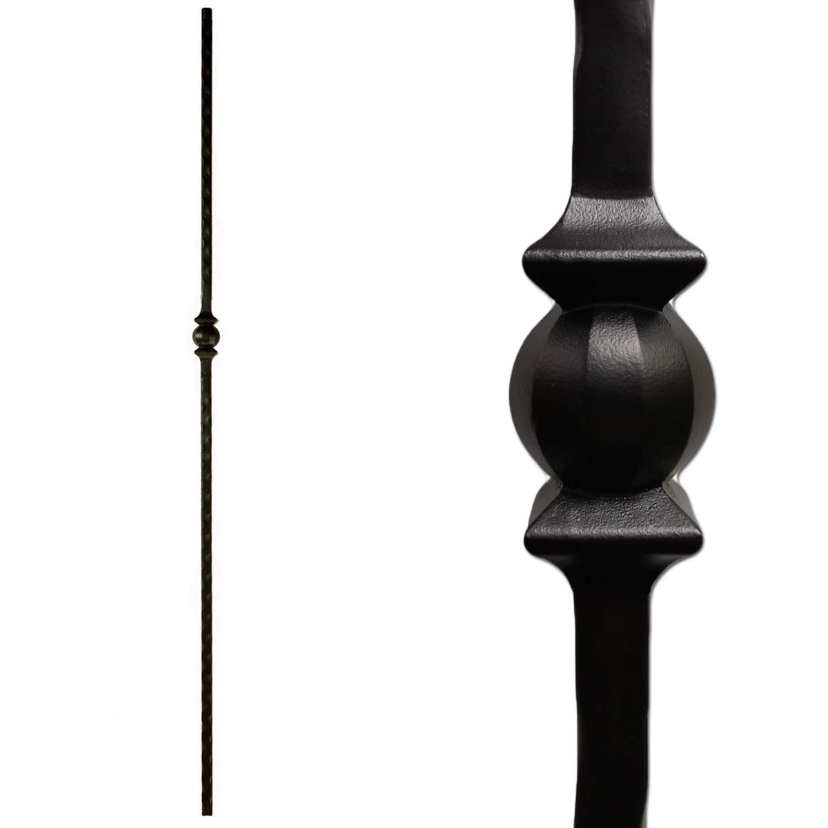 Single Forged Ball/Sphere Hammered Metal Balusters (10-Pack) Hollow 9/16" (Real Satin Black not Matte or Flat Color) Tuscan Style Iron Balusters