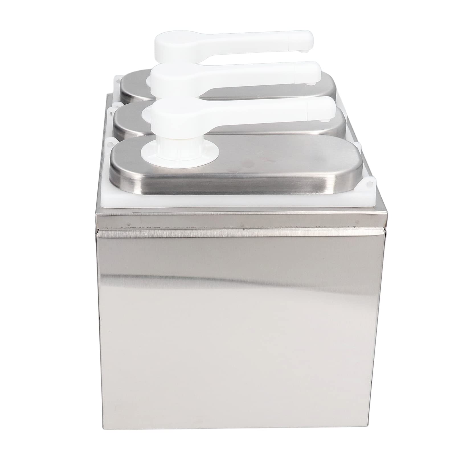 Saucenspender aus Edelstahl und Kunststoff, Gewürzpumpstation, 3 Pumpen, 1-Liter-Flaschen mit Sockel für Restaurants, Cafés, Salatdressing, Sirup, Marmelade, Service (3 Pumpen)
