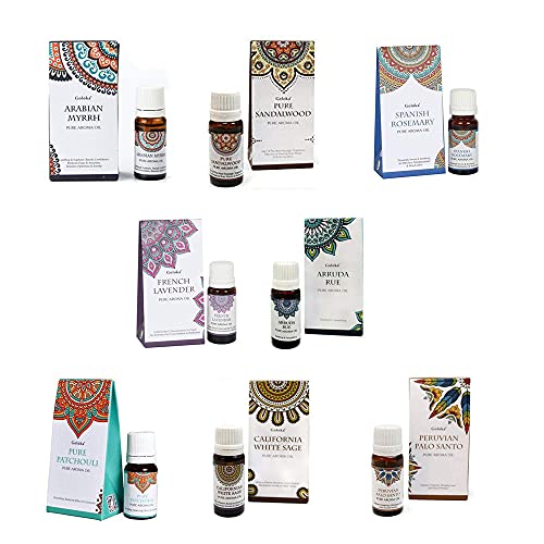 Pack of 8 Goloka Essences - Lavender, Myrrh, Sandalwood, Rosemary...