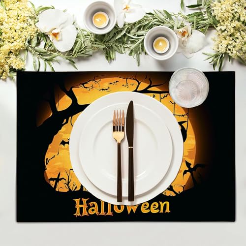 Sets de table Halloween effrayants pour décoration de table de fête jaune
