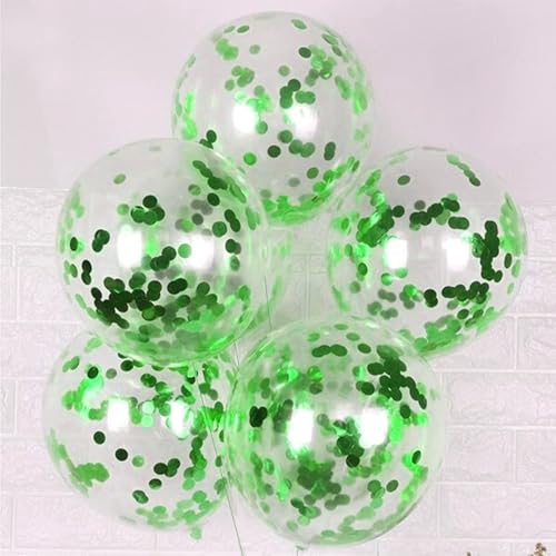 Image of AMFIN (Pack of 20) Confetti Balloons with Matching Ribbion, Party Decoration Items - Green