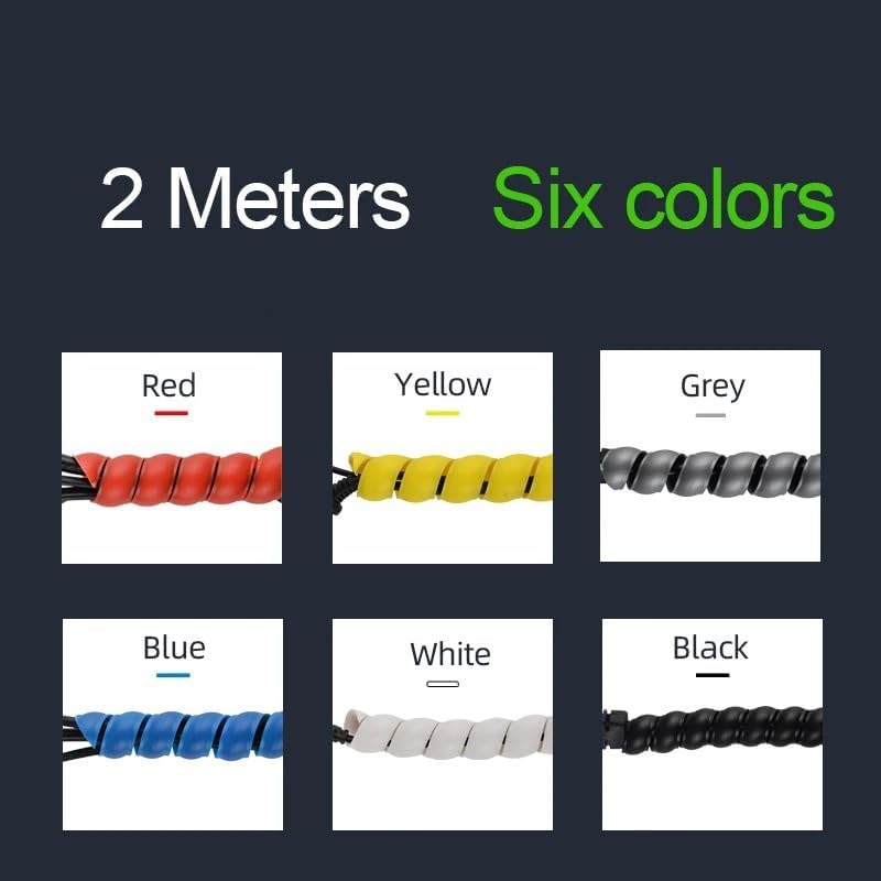 2メートルフレキシブルパイプ巻き取りスリーブスパイラルラップチューブワイヤー保護パイプ暖房オイルパイプ用 ガード カバー(White